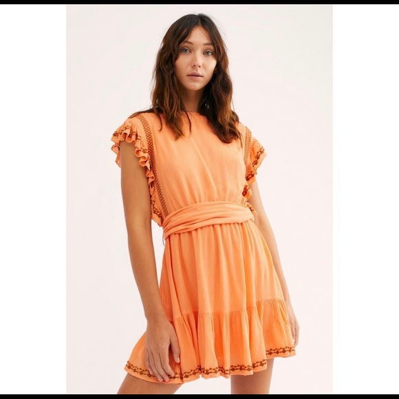 NWT Free People Weekend Brunch Dress in Coral, Size Medium - Picture 1 of 6